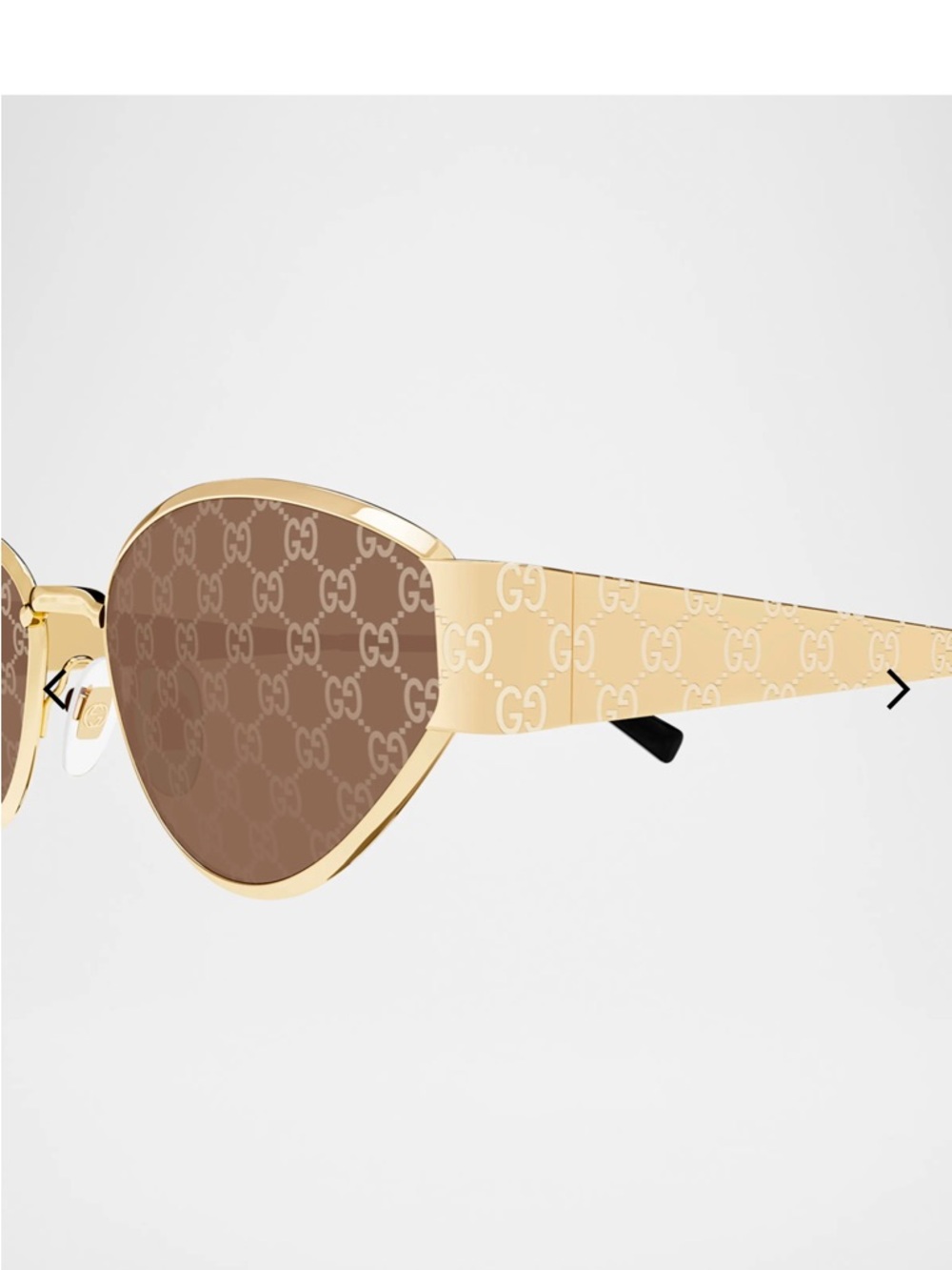 Gucci Gold Frame Sunglasses with Brown GG Logo Lenses - Picture 2 of 4